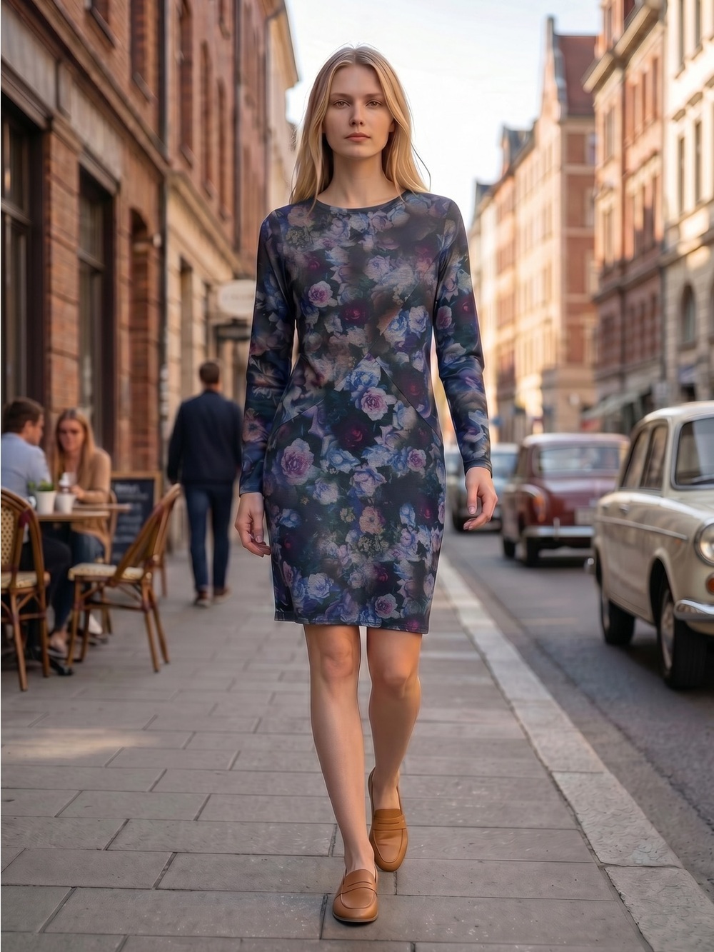 Clara Sun Woo Floral Long Sleeve Shift Dress Size XS